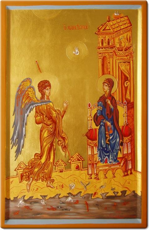  Ευαγγελισμός της Υπεραγίας Θεοτόκου - Πιστό αντίγραφο εικόνας που βρίσκεται στην Μονή Αγίας Αικατερίνης στο Σινά (12ος 